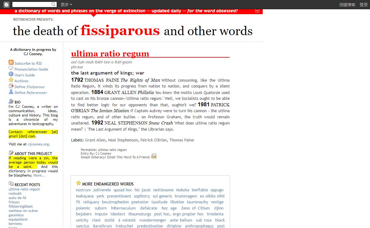 The Death of Fissiparous and Other Words: A Dictionary of Words & Phrases on the Verge of Extinction