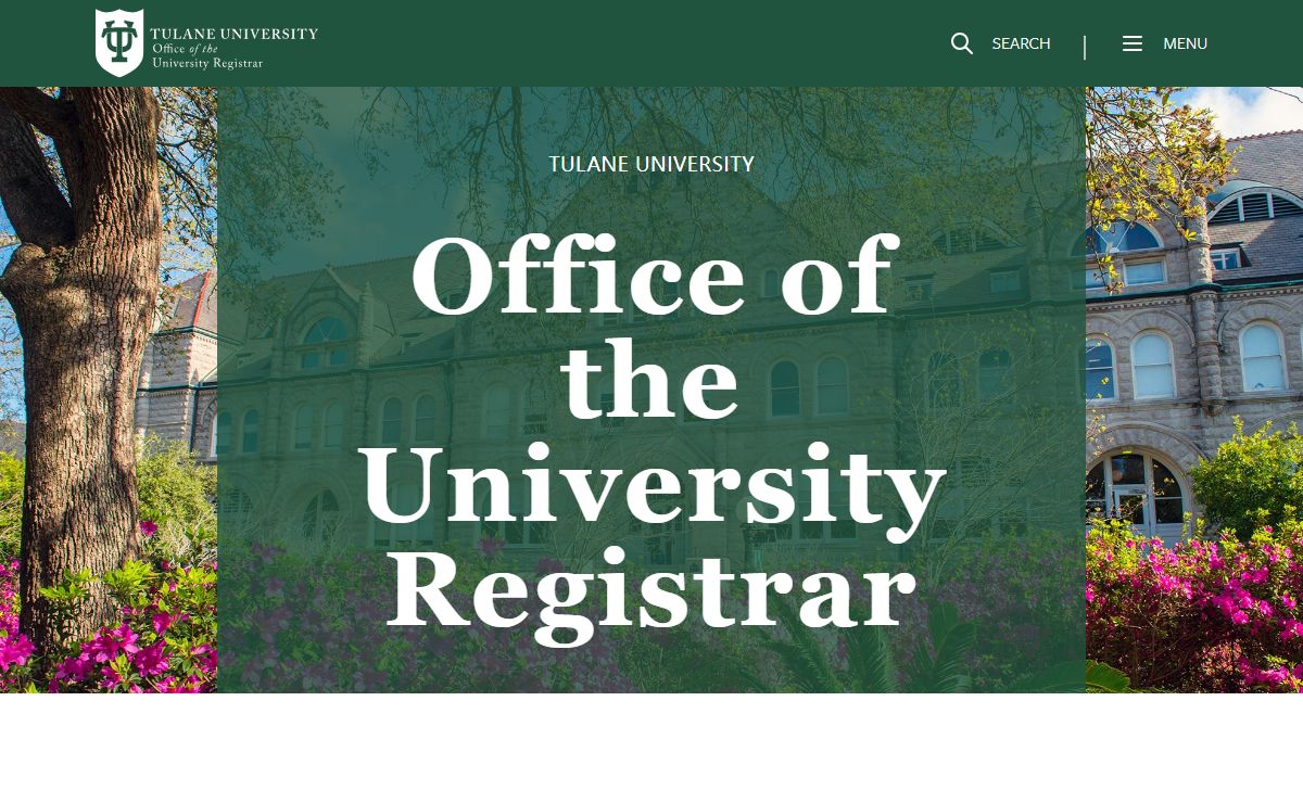 Homepage | Tulane University - Office of the University Registrar
