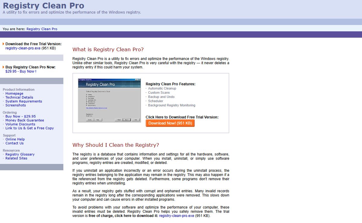 Registry Clean Pro - Homepage