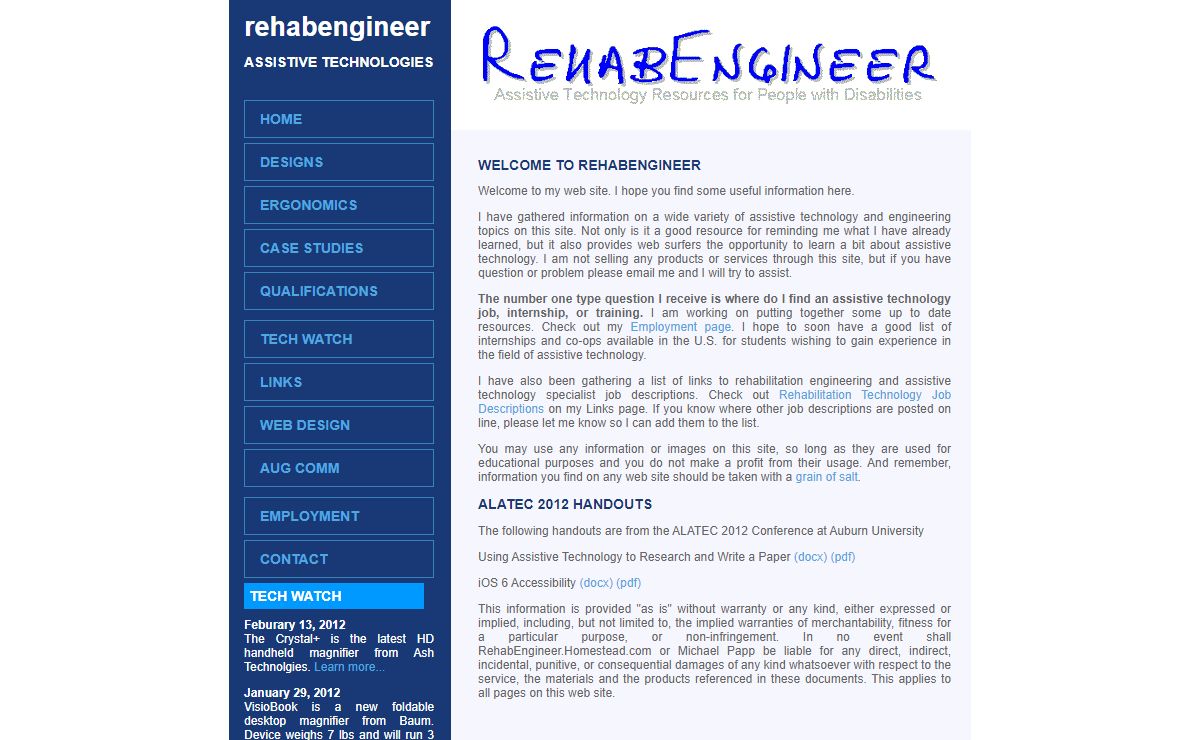 RehabEngineer: Assistive Technology Resources for People with Disabilities