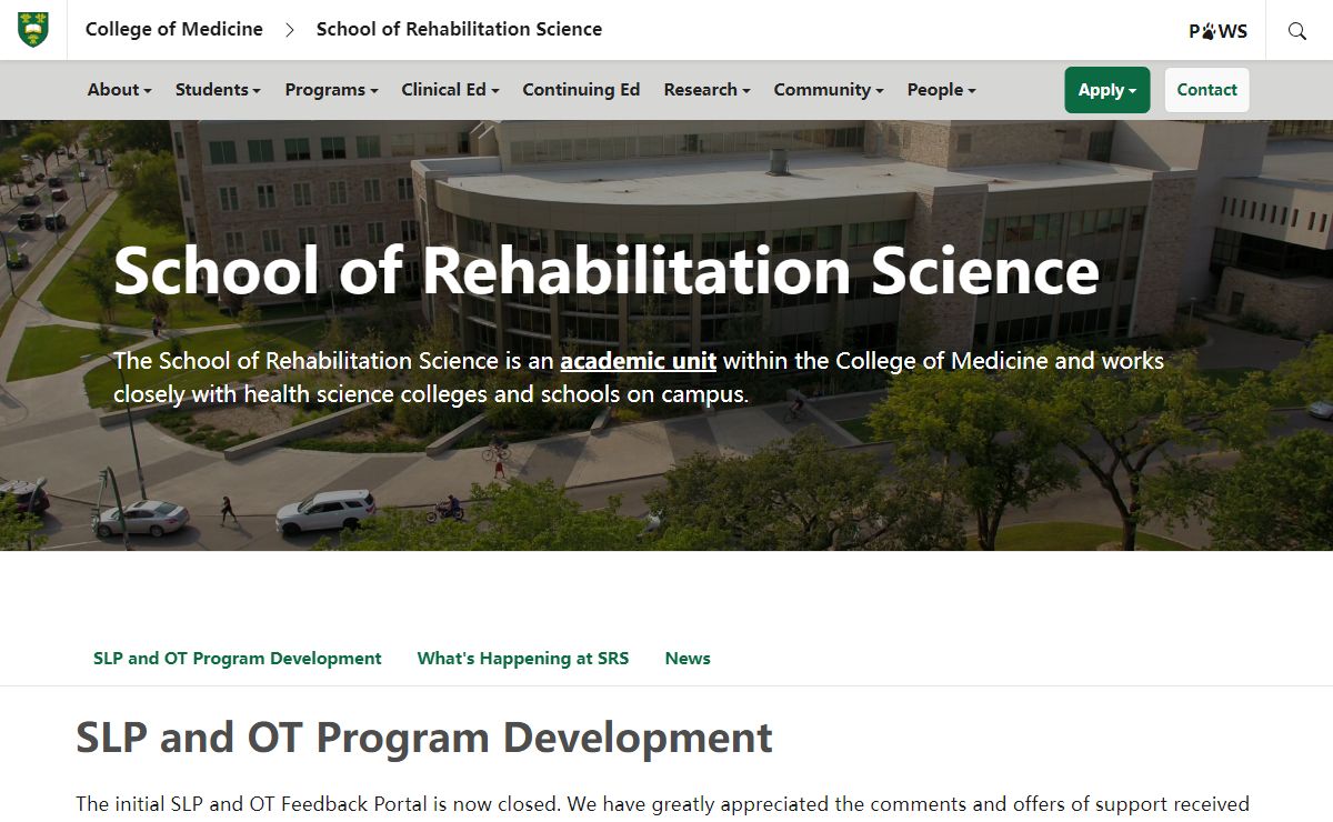 School of Rehabilitation Science - College of Medicine | University of Saskatchewan