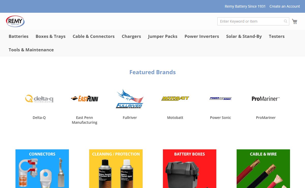 Buy Batteries, Chargers, Cable, Connectors | Remy Battery