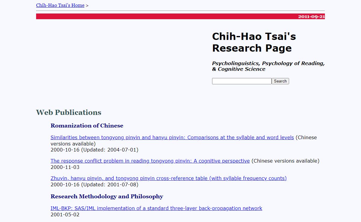 Chih-Hao Tsai's Research Page