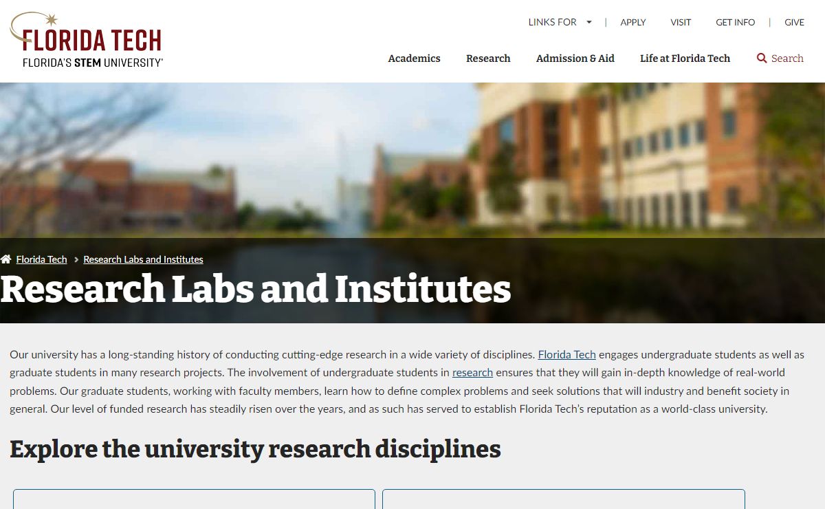 Research Labs and Institutes | Florida Tech