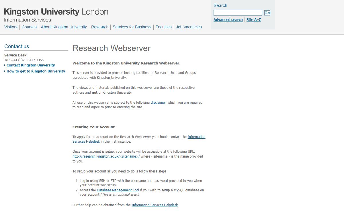 Research Webserver - Kingston University London