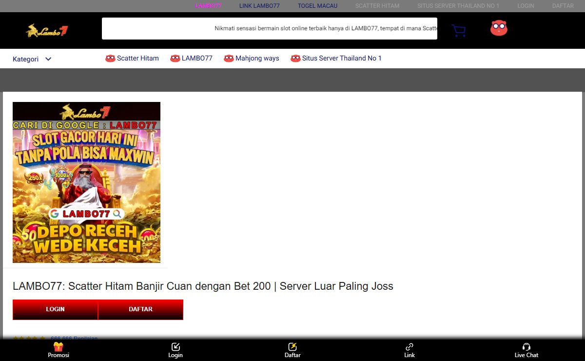 LAMBO77: Scatter Hitam Banjir Cuan dengan Bet 200 | Server Luar Paling Joss