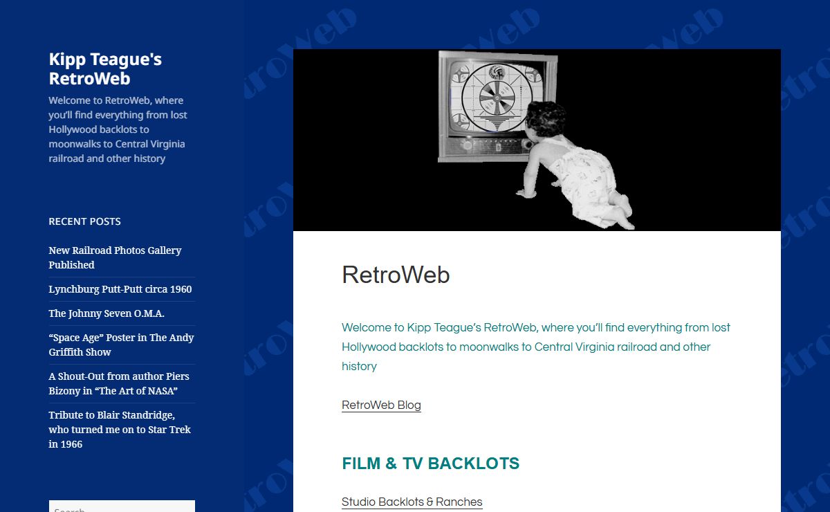 Kipp Teague's RetroWeb – Welcome to RetroWeb, where you’ll find everything from lost Hollywood backlots to moonwalks to Central Virginia railroad and other history