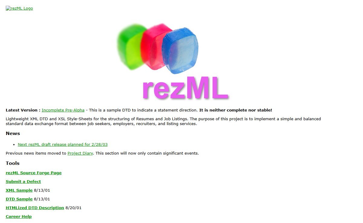 rezML - XML DTD and XSL Style-Sheets for the structuring of Resumes and Job Listings