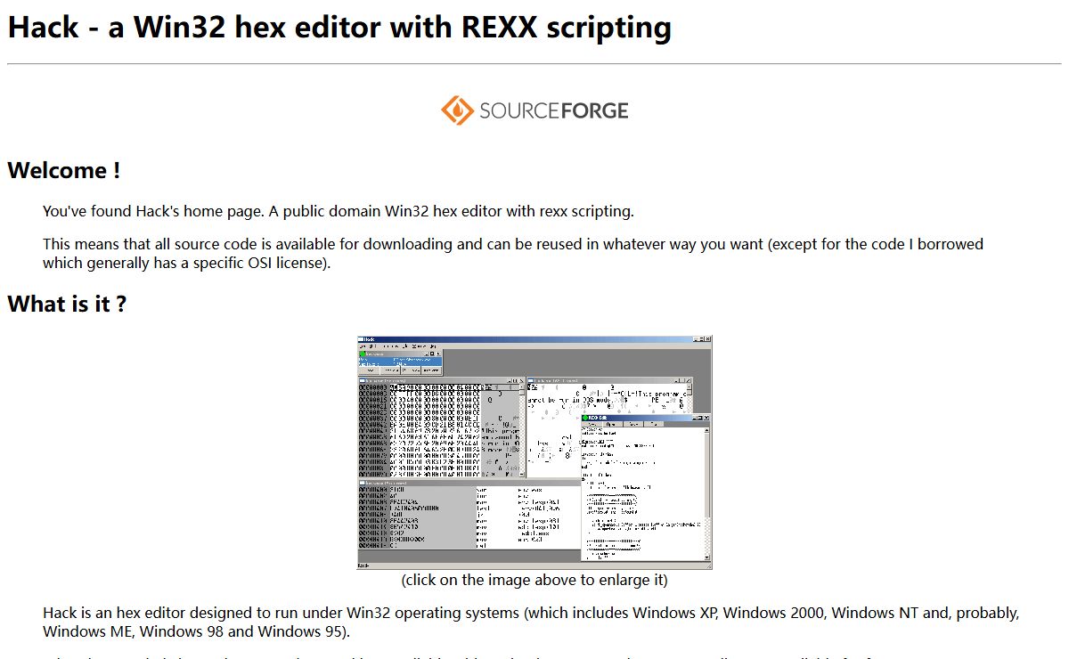 Hack - Win32 hex editor with REXX scripting