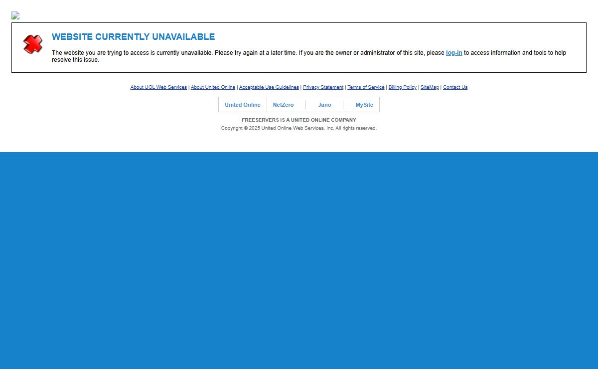 WEBSITE CURRENTLY UNAVAILABLE - FreeServers