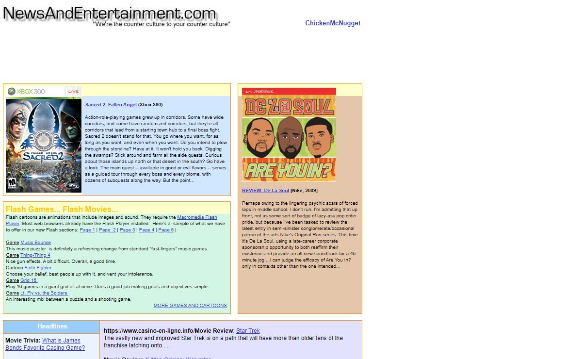 Games, News, Music, Reviews -- NewsAndEntertainment.com
