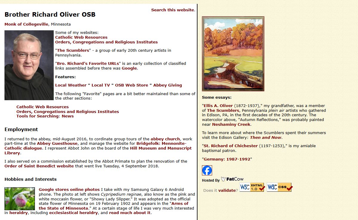 Brother Richard Oliver OSB, Monk of Collegeville, Minn. Webweaver.
