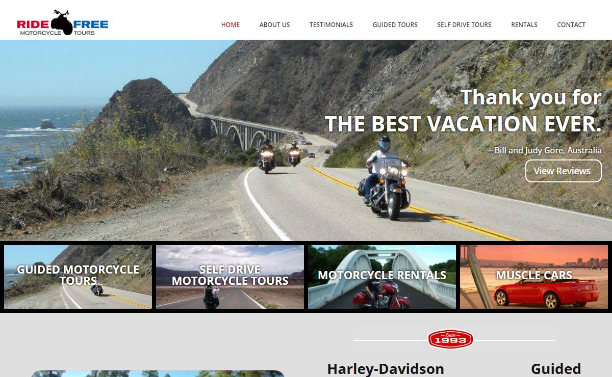 Harley Davidson Guided Motorcycle Tours and Rentals Route 66 California USA