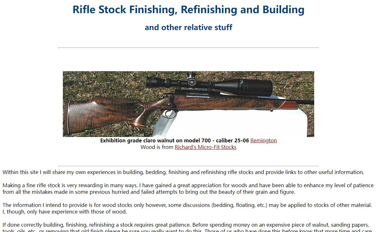 Gunstocks, rifle stocks, stockmaking, glass & pillar bedding.
