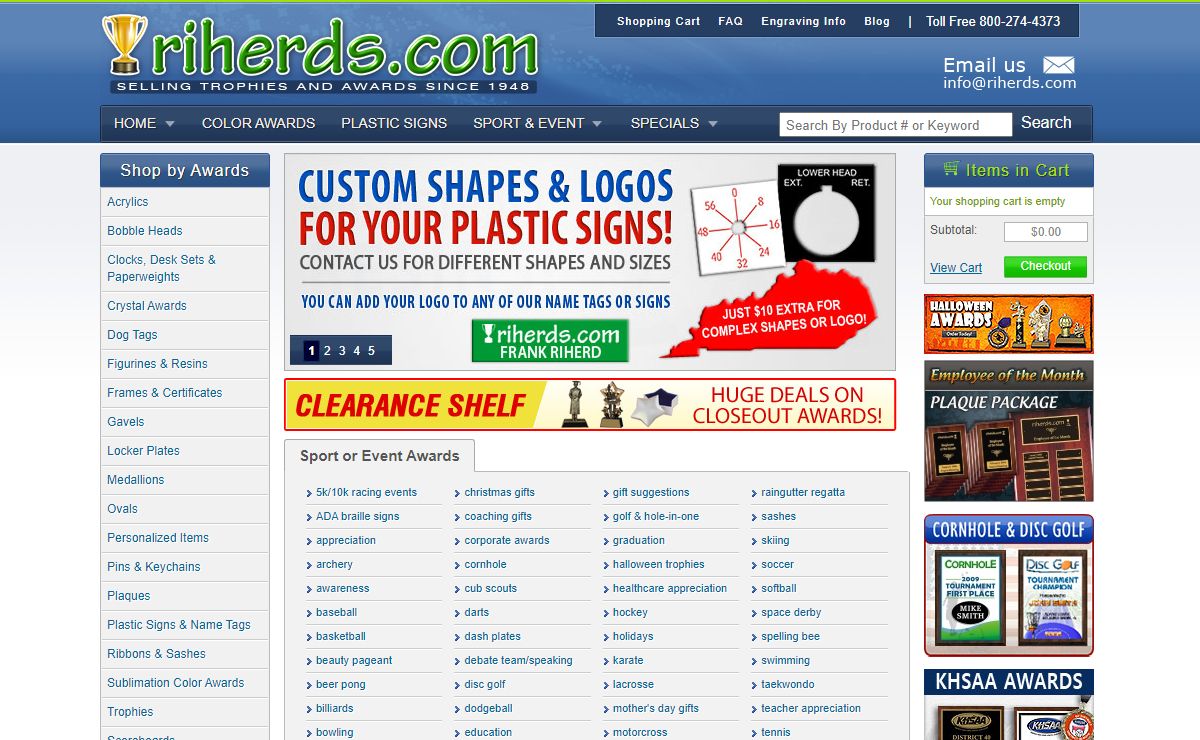 Trophies & Awards - Riherds.com | Trophy, Plaque, Medallion - Awards for any Event