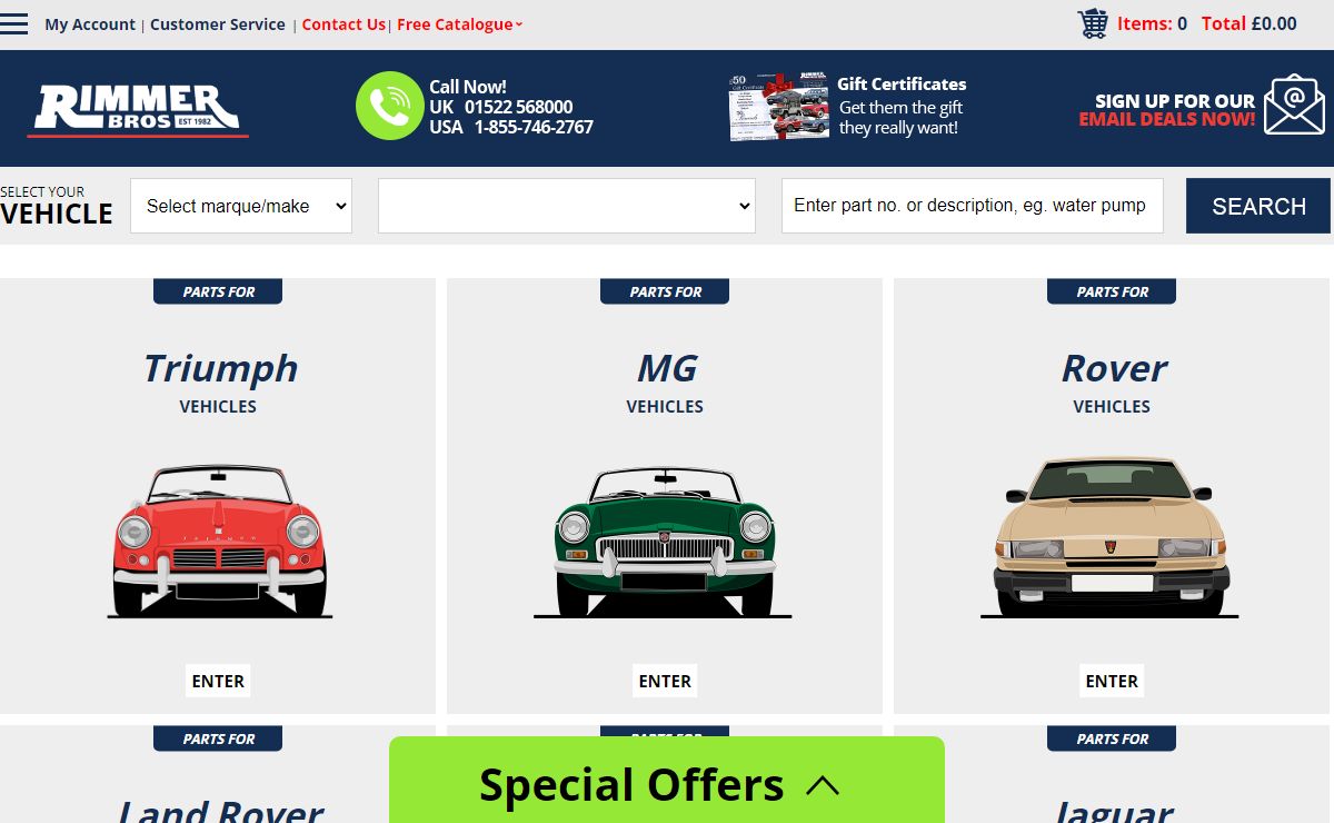 Rimmer Bros British Automotive Parts and Accessories