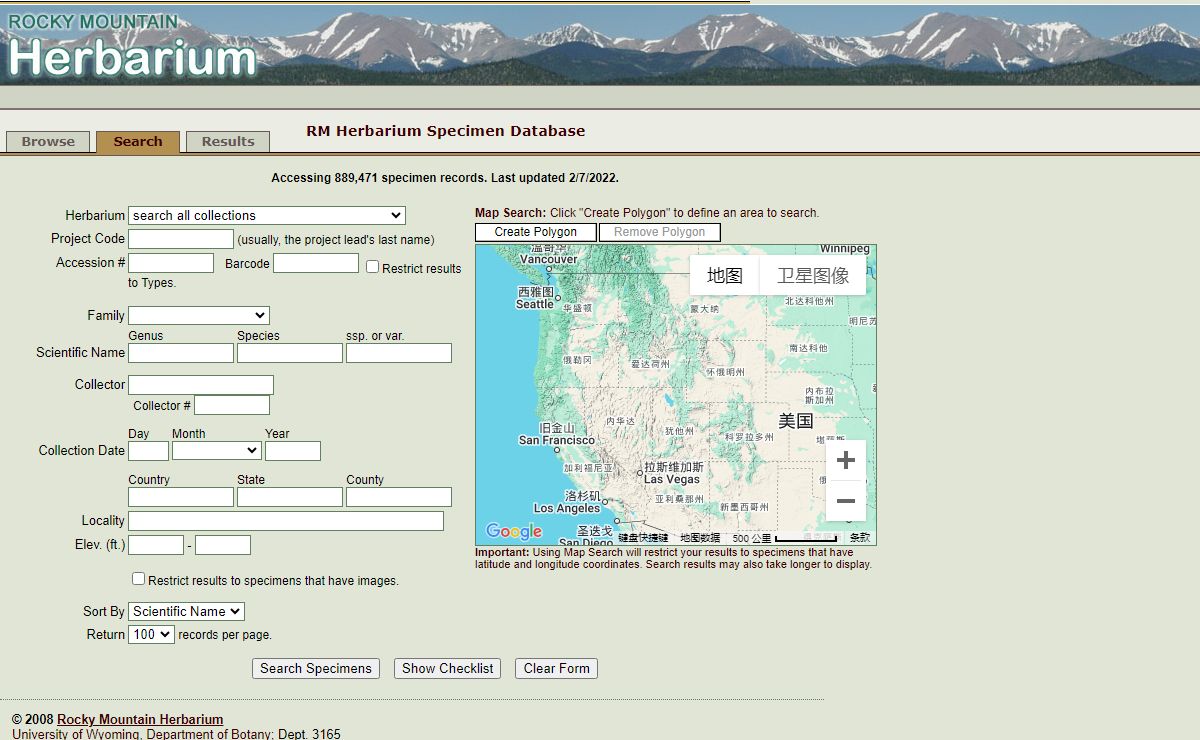 RM Herbarium Specimen Search