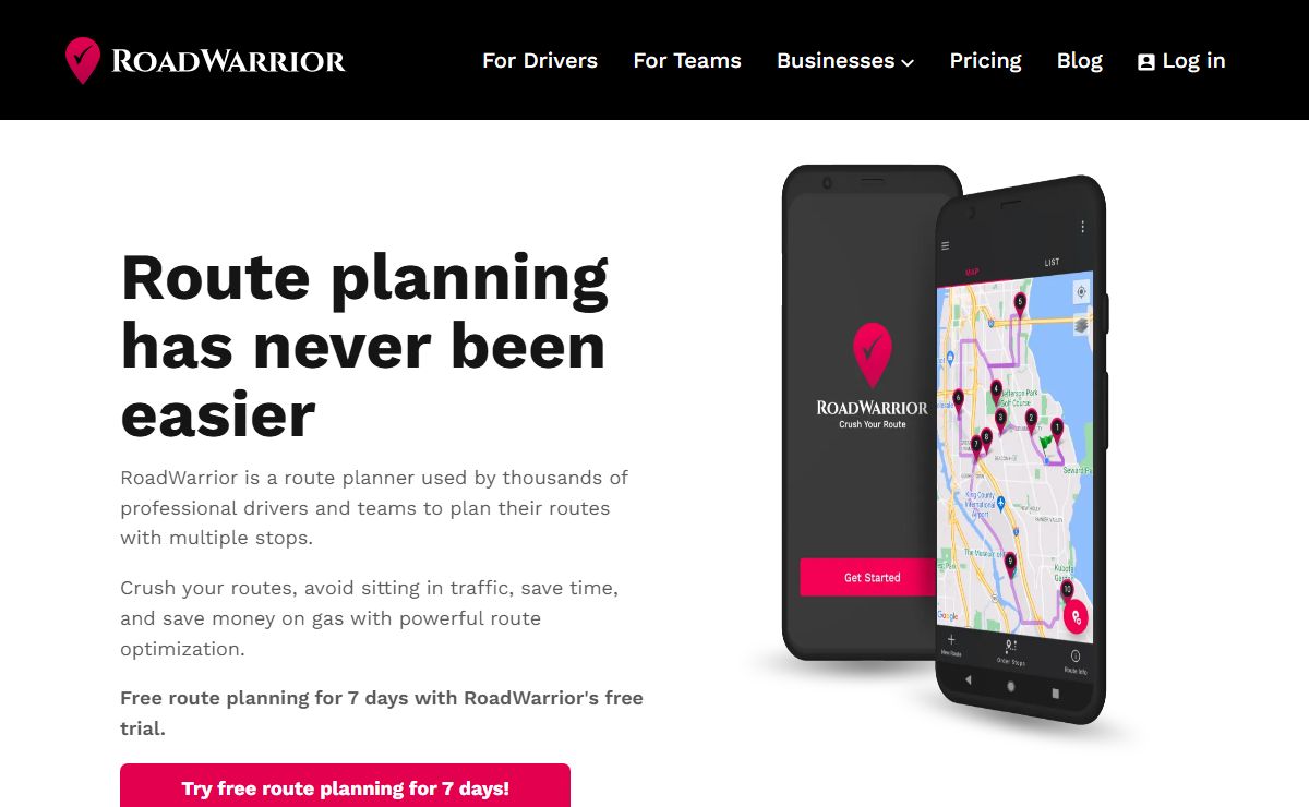 The Route Planner App for Professional Drivers - RoadWarrior