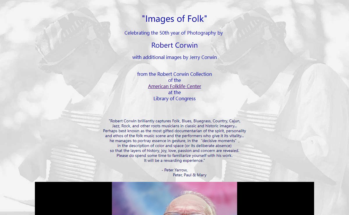Images of Folk - Folk and Roots Photographs of Robert Corwin