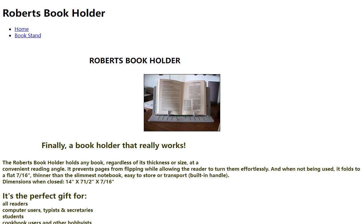 Roberts Book Holder - Home