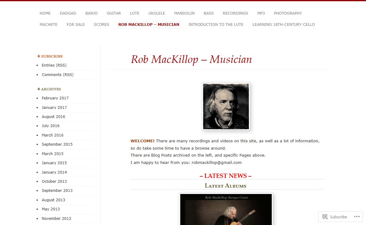 Rob MacKillop ~ Musician