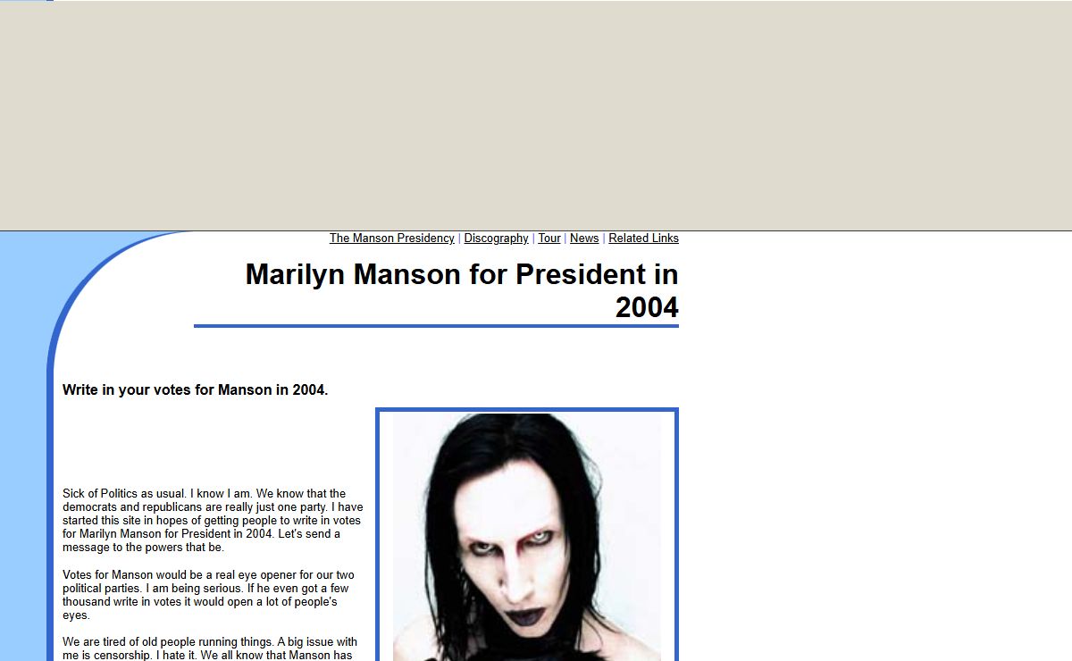 Marilyn Manson for President in 2004