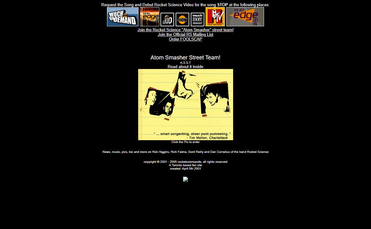 Rocket Science website - The first official UNOFFICIAL website of the rock band Rocket Science