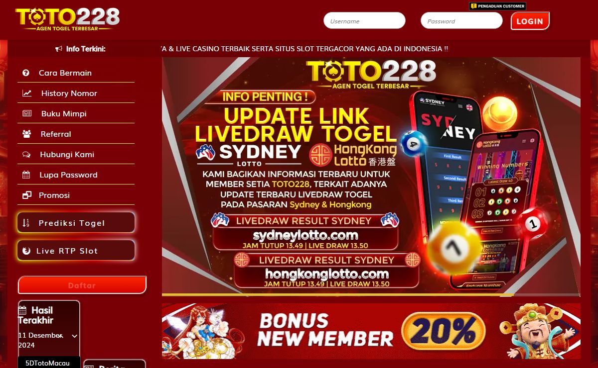 TOTO228 # Situs Toto Togel Online Tepercaya & Link Slot Toto Gampang Maxwin Hari Ini