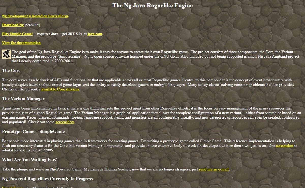 The Java Roguelike Engine Project and Java Angband