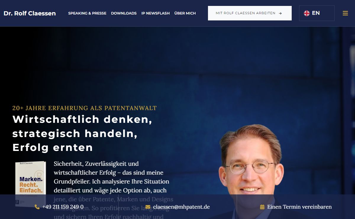 Dr. Rolf Claessen - Ihr Patentanwalt für Patente, Marken & Designs