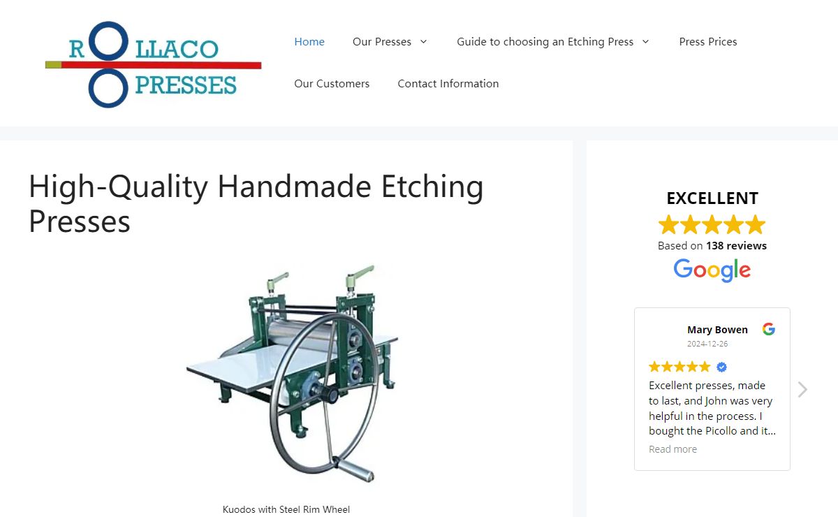High-Quality Handmade Etching Presses - Rollaco Presses