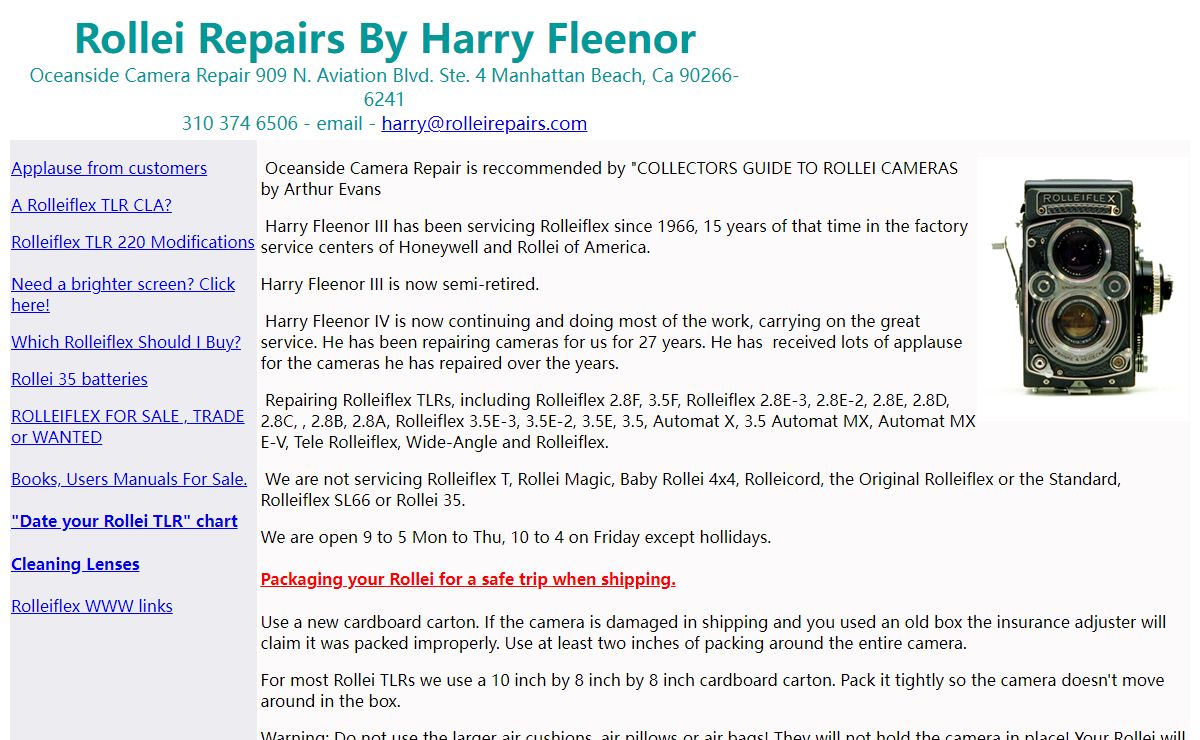 Rollei Repairs By Harry Fleenor