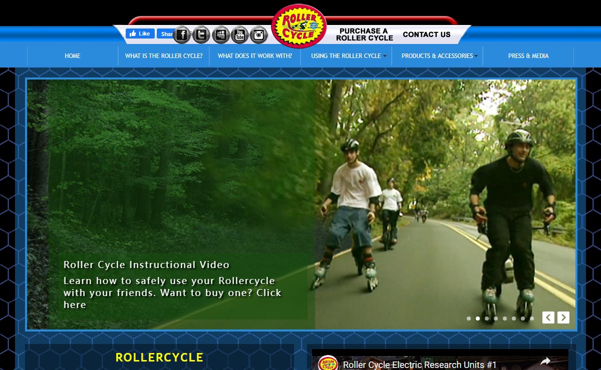 Rollercycle motorized for use with inline skates. The Personal Power Accelerator.
