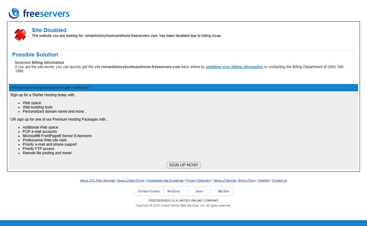 Site Disabled - FreeServers