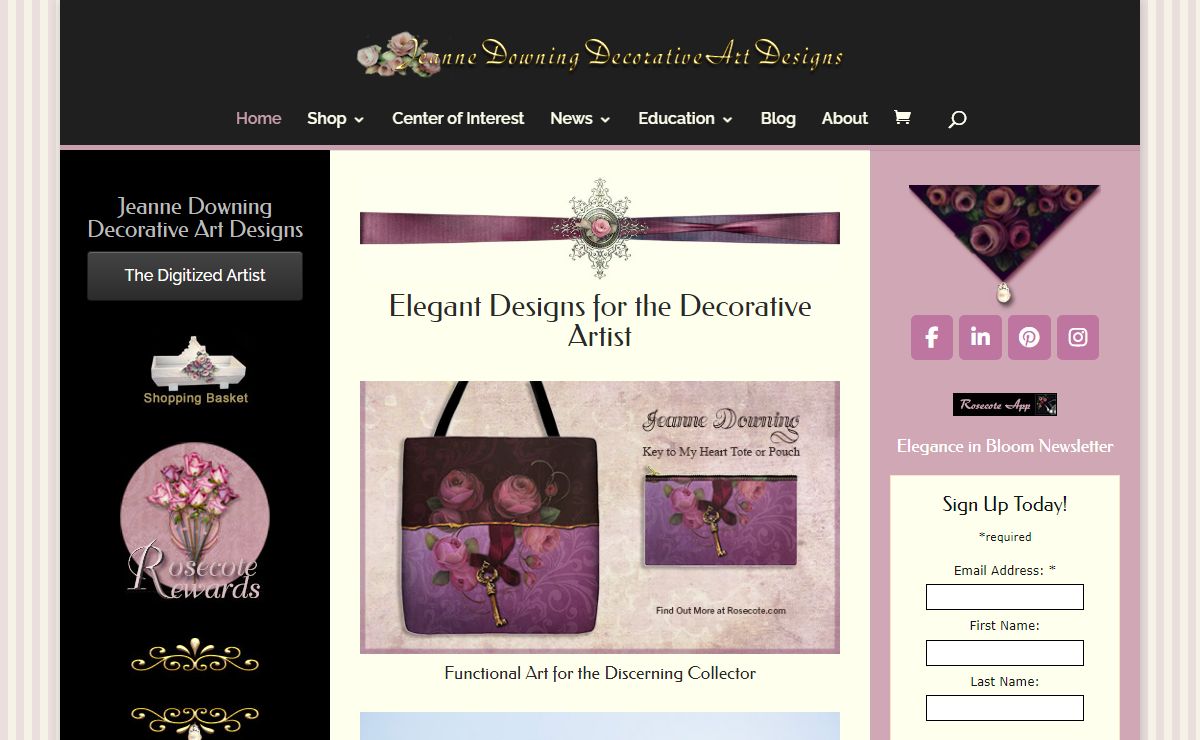 Jeanne Downing Decorative Art Designs | Online Classes | Books-DVDs-Packets | Seminars | Rosecote