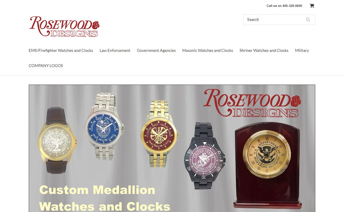 Custom medallion dial watches with no setup charge or minimum order / Rosewood Designs
