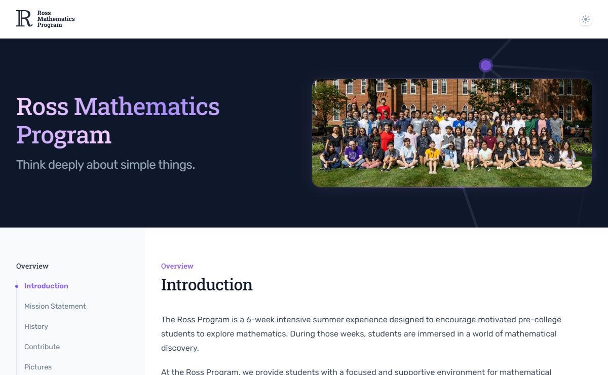 Ross Mathematics Program - Introduction