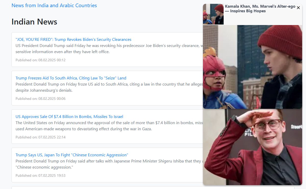 News from India and Arabic Countries