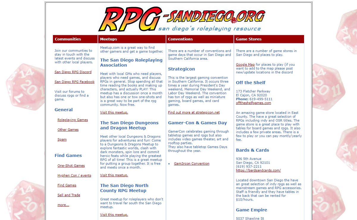 Roleplaying Game RPG Central in San Diego