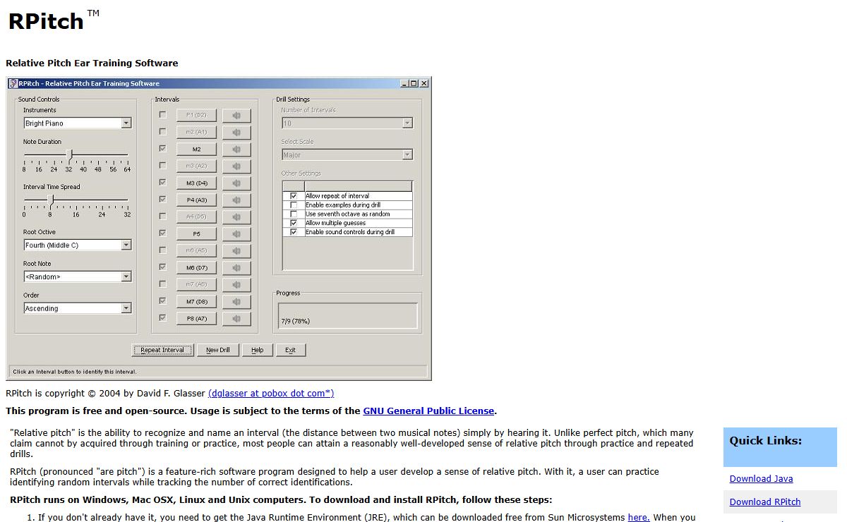 RPitch Relative Pitch Ear Training Software