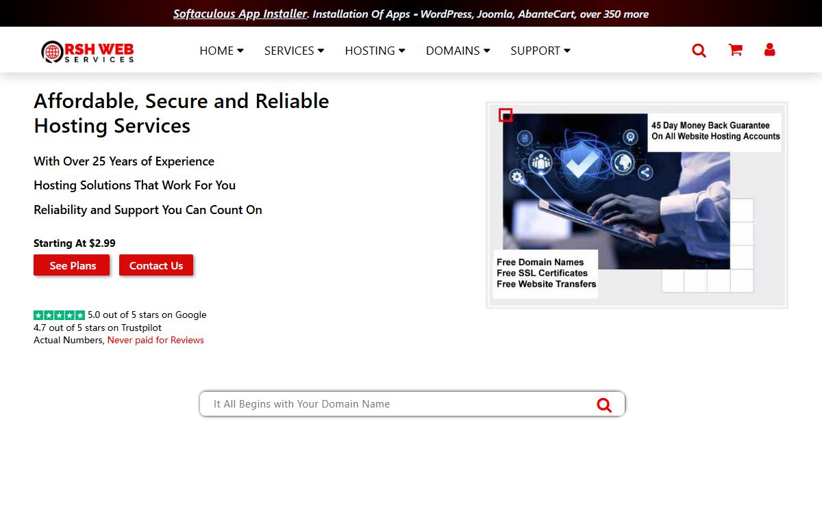 Affordable, Secure & Reliable Hosting Services - RSH Web Services