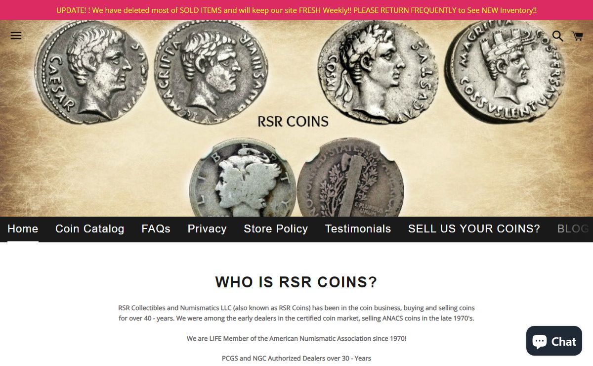 RSR Coins has been a buyer and seller of rare coins for over 40-years!