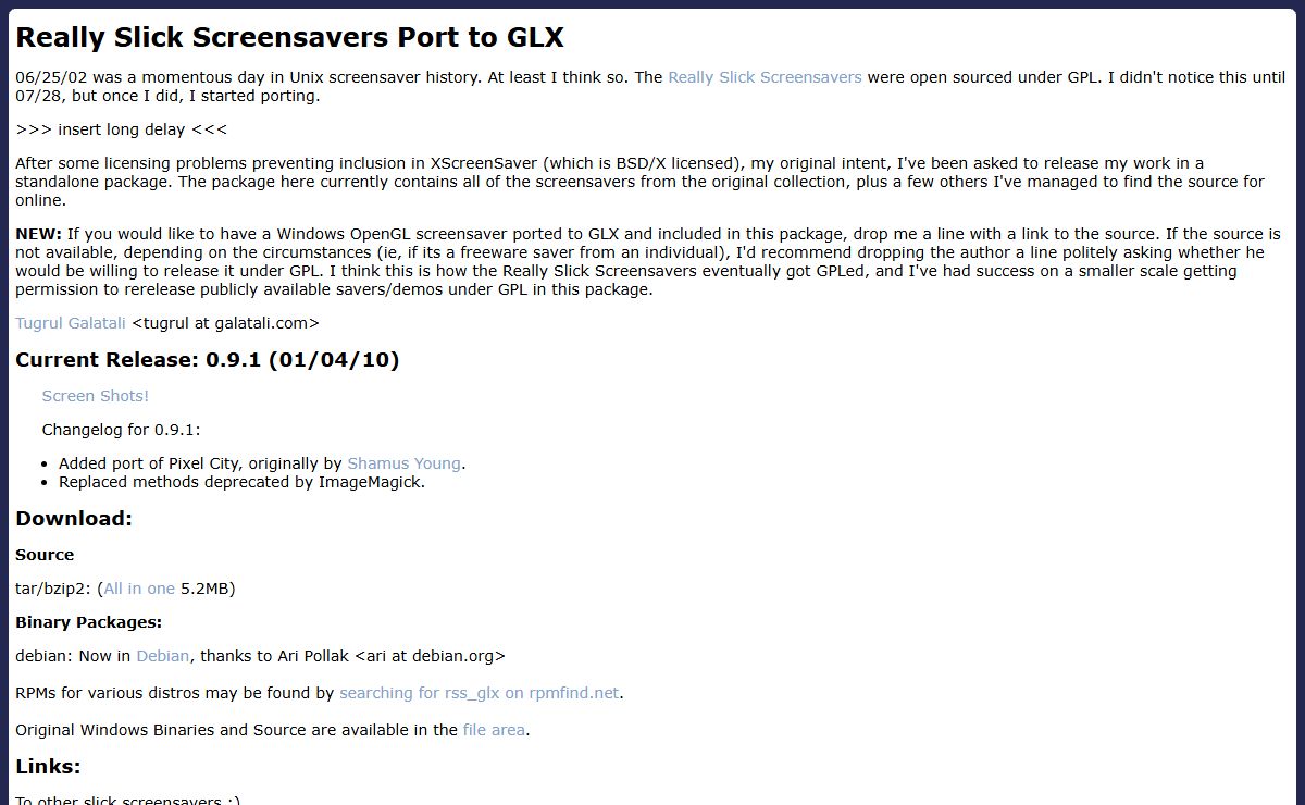 Really Slick Screensavers GLX Port