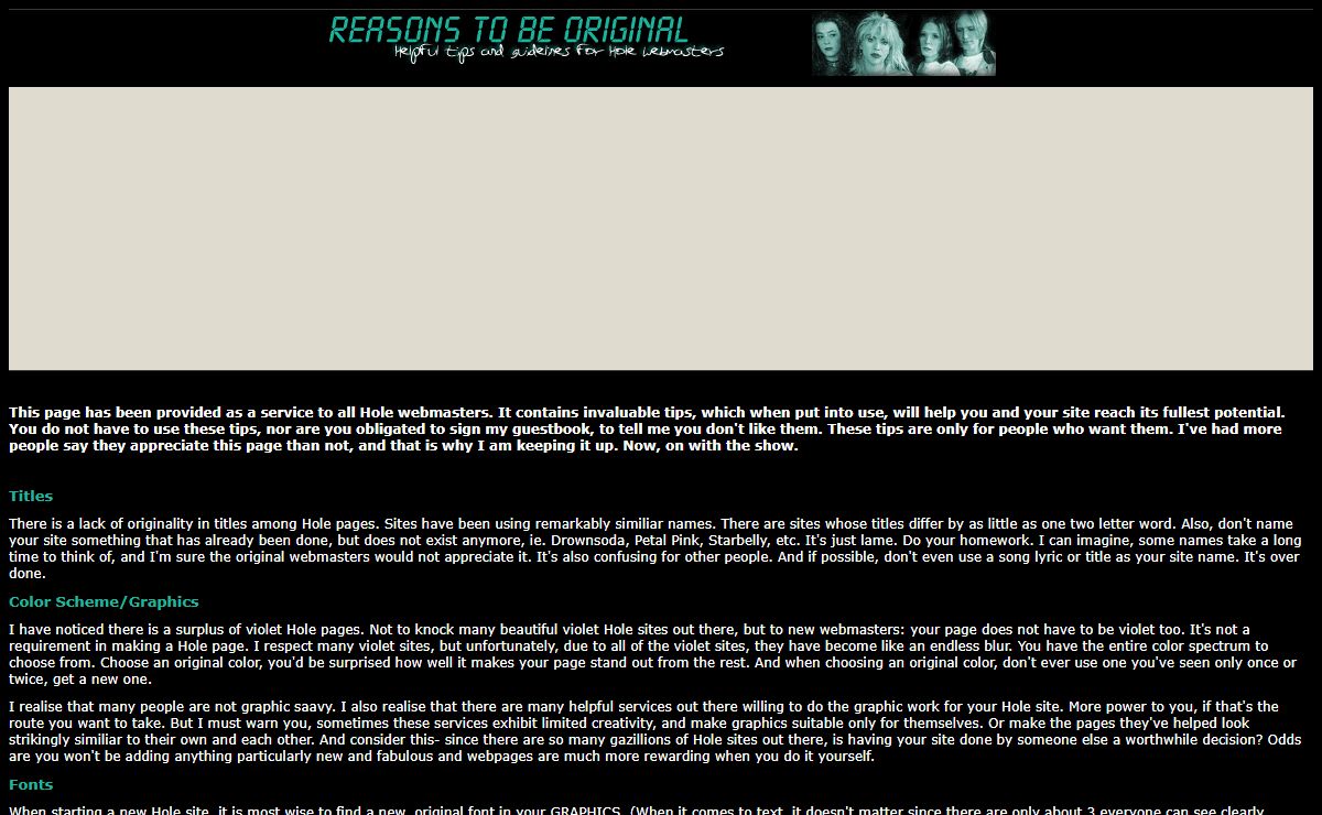 Reasons To Be Original