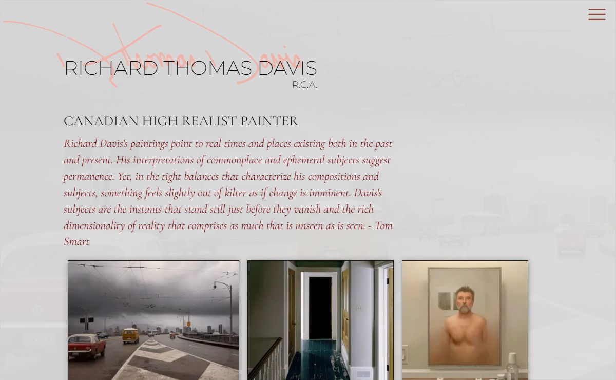 Canadian High Realist Painter | Richard Thomas Davis