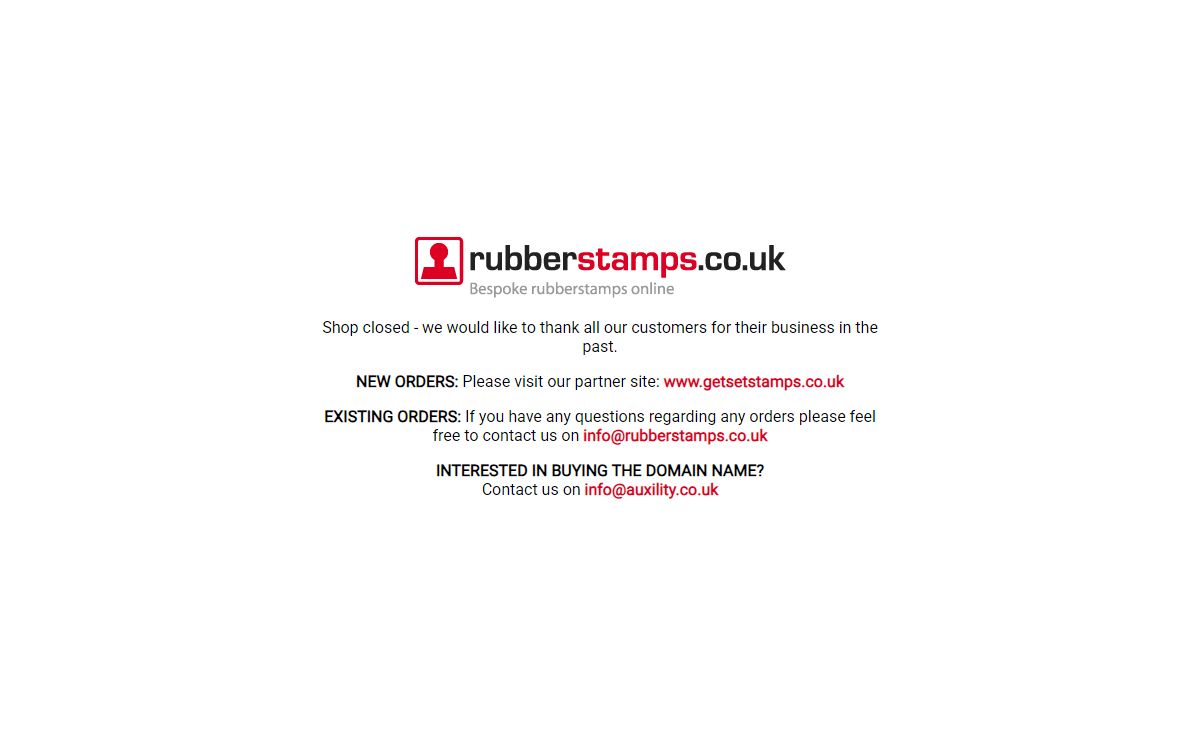 rubberstamps.co.uk - Shop closed