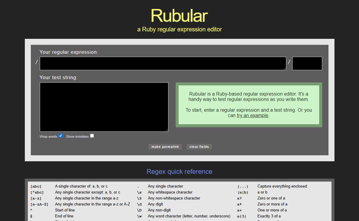 Rubular: a Ruby regular expression editor