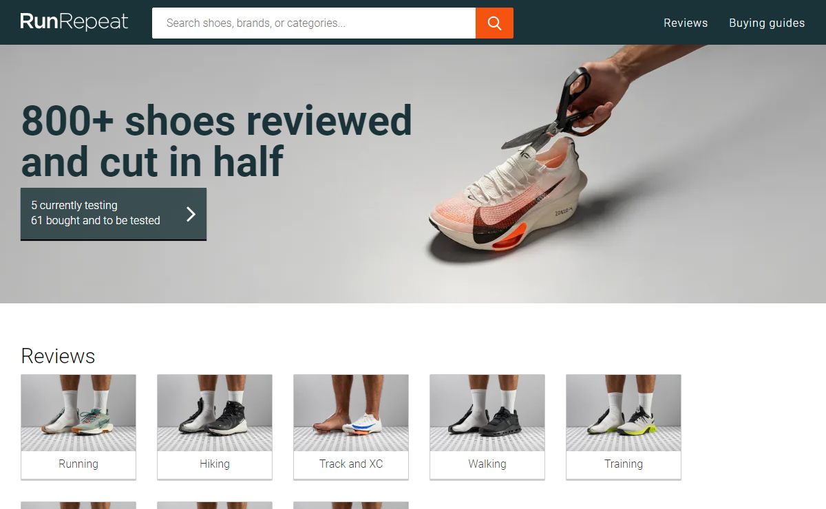 800+ shoes reviewed and cut in half | RunRepeat
