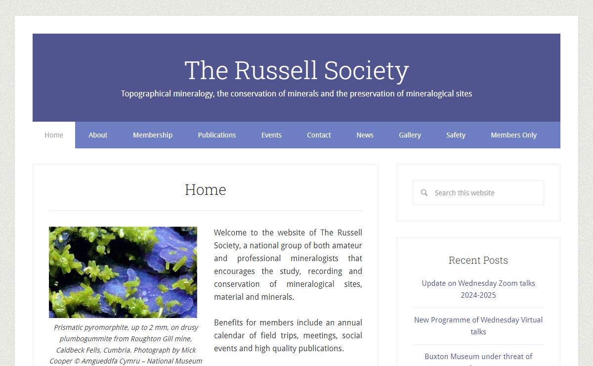 The Russell Society – Topographical mineralogy, the conservation of minerals and the preservation of mineralogical sites