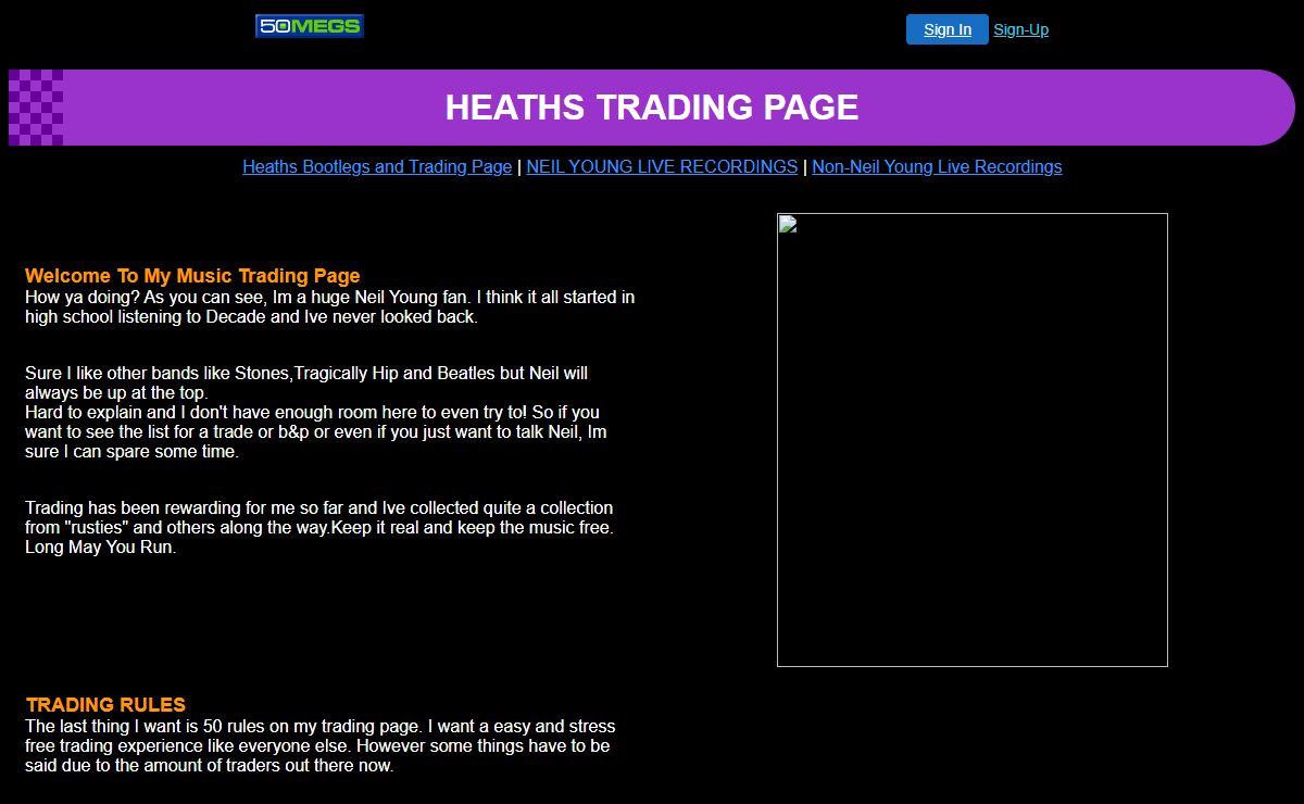 Heaths Bootlegs and Trading Page
